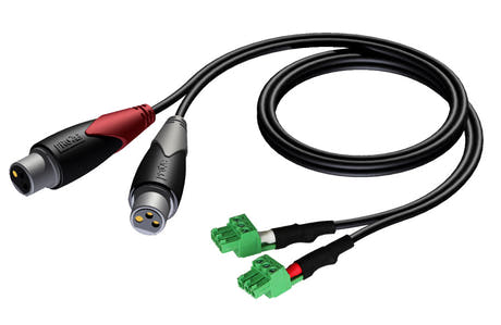 ProCab 2 x XLR hona > 2 x terminalblock 3P 3,81mm, 3 m