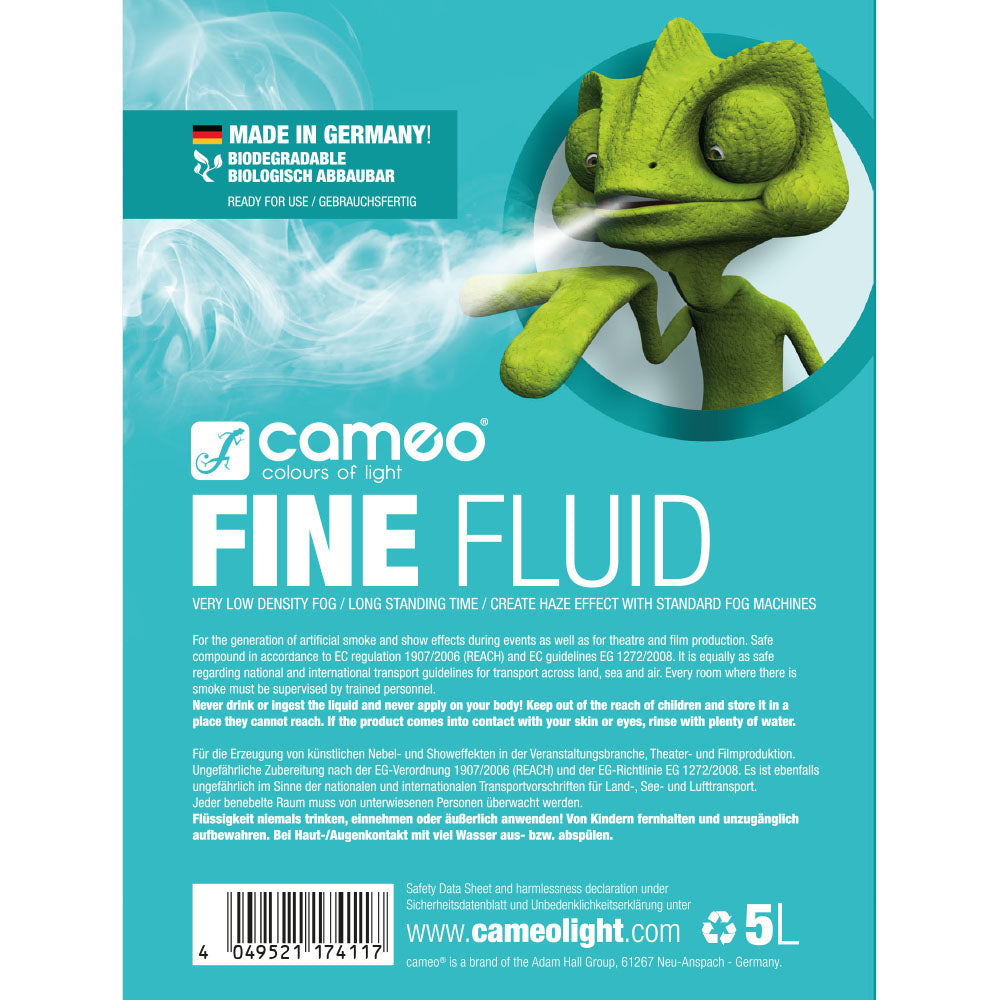 Cameo FINE FLUID 5 L - Haze-effekt rökvätska med mycket låg densitet och mycket lång hängtid 5 L
