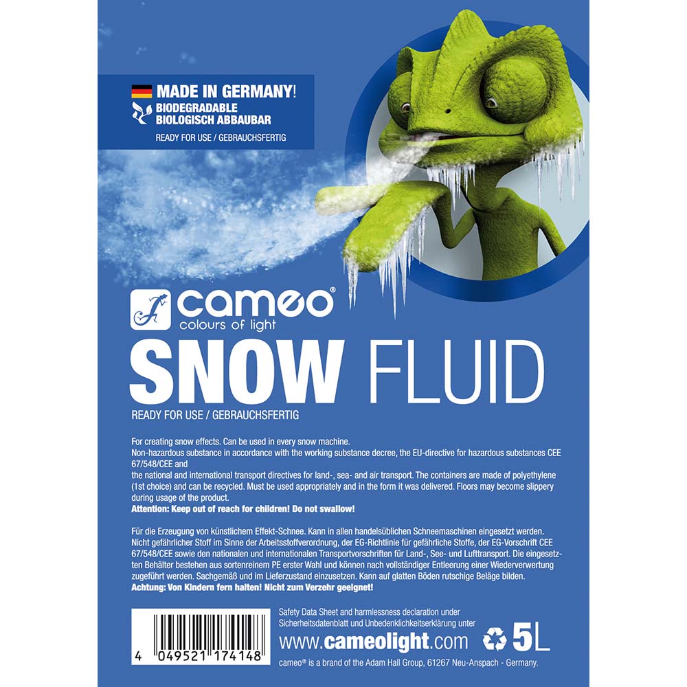 Cameo SNOW FLUID 5 L - Specialvätska för snömaskiner för framställning av skum 5 L