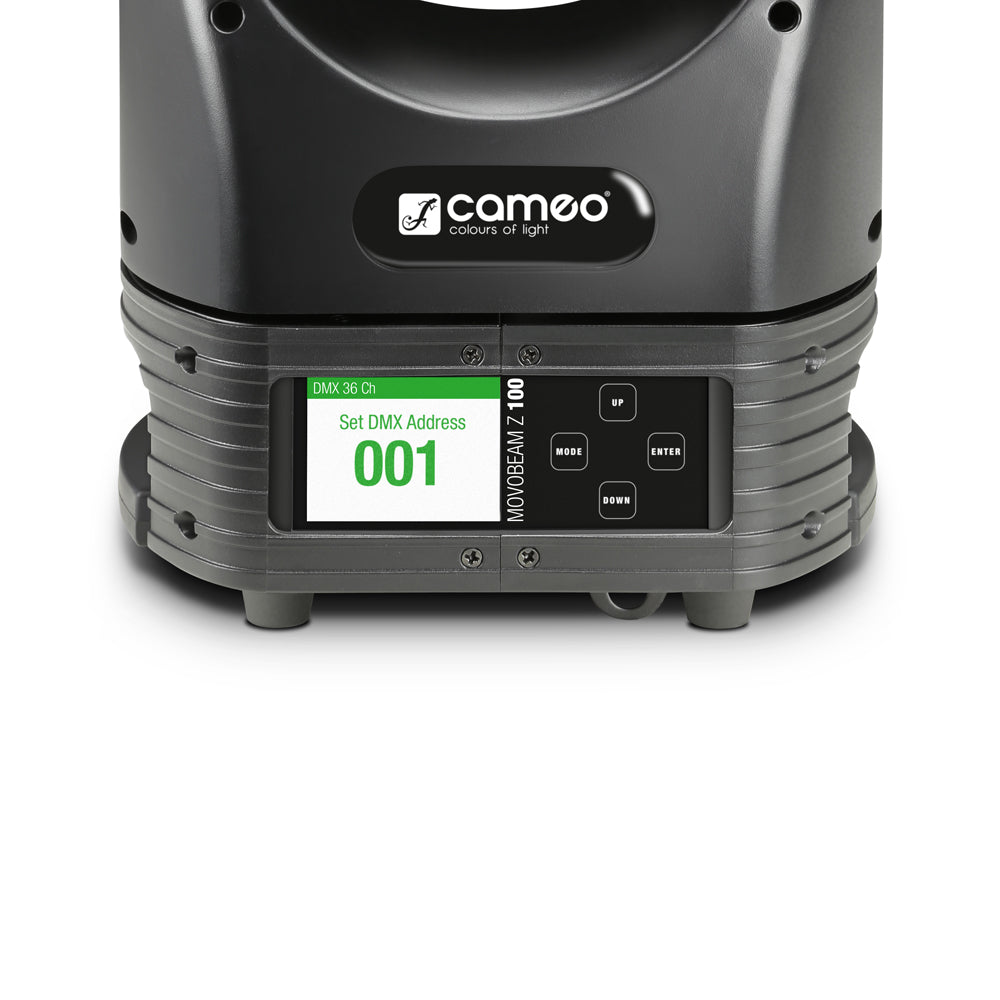 Cameo MOVO BEAM Z100 - Beam-moving head med obegränsad rotation, LED-ring och zoom