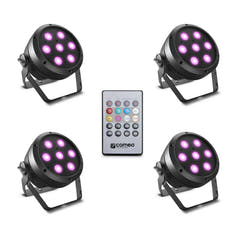 Cameo ROOT® PAR 4 SÆT 1 - Set inklusive 4 x CLROOTPAR4 inkl. IR-fjärrkontroll (CLPFLAT1REMOTE)