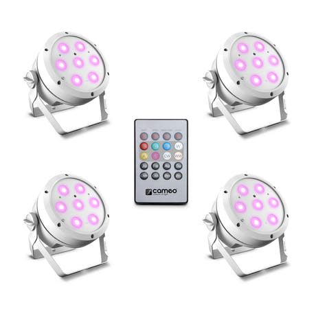 Cameo ROOT® PAR 4 WH SET 1 - Set inkl. 4 x CLROOTPAR4WH inkl. IR-fjärrkontroll (CLPFLAT1REMOTE)