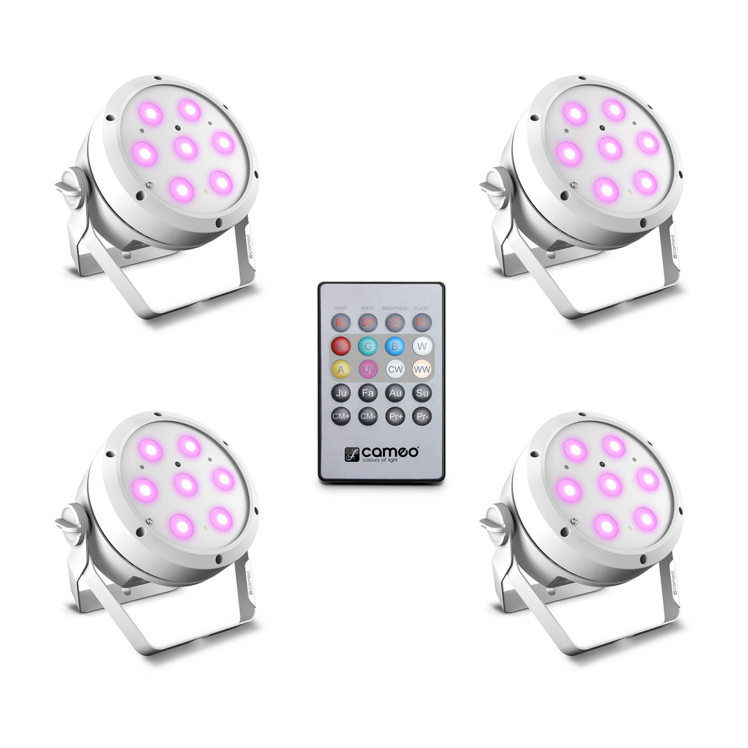 Cameo ROOT® PAR 4 WH SET 1 - Set inkl. 4 x CLROOTPAR4WH inkl. IR-fjärrkontroll (CLPFLAT1REMOTE)