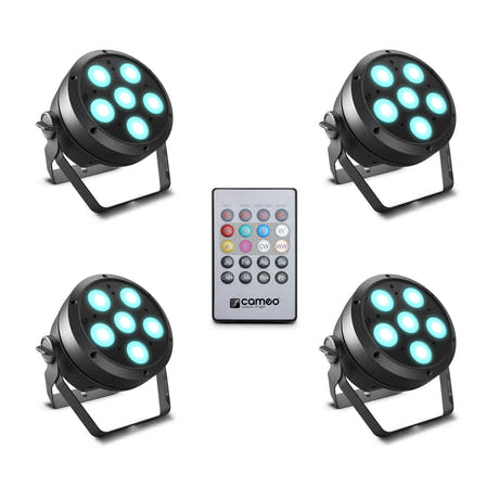 Cameo ROOT® PAR 6 SET 1 - Set inklusive 4 x CLROOTPAR6 inkl. IR-fjärrkontroll (CLPFLAT1REMOTE)