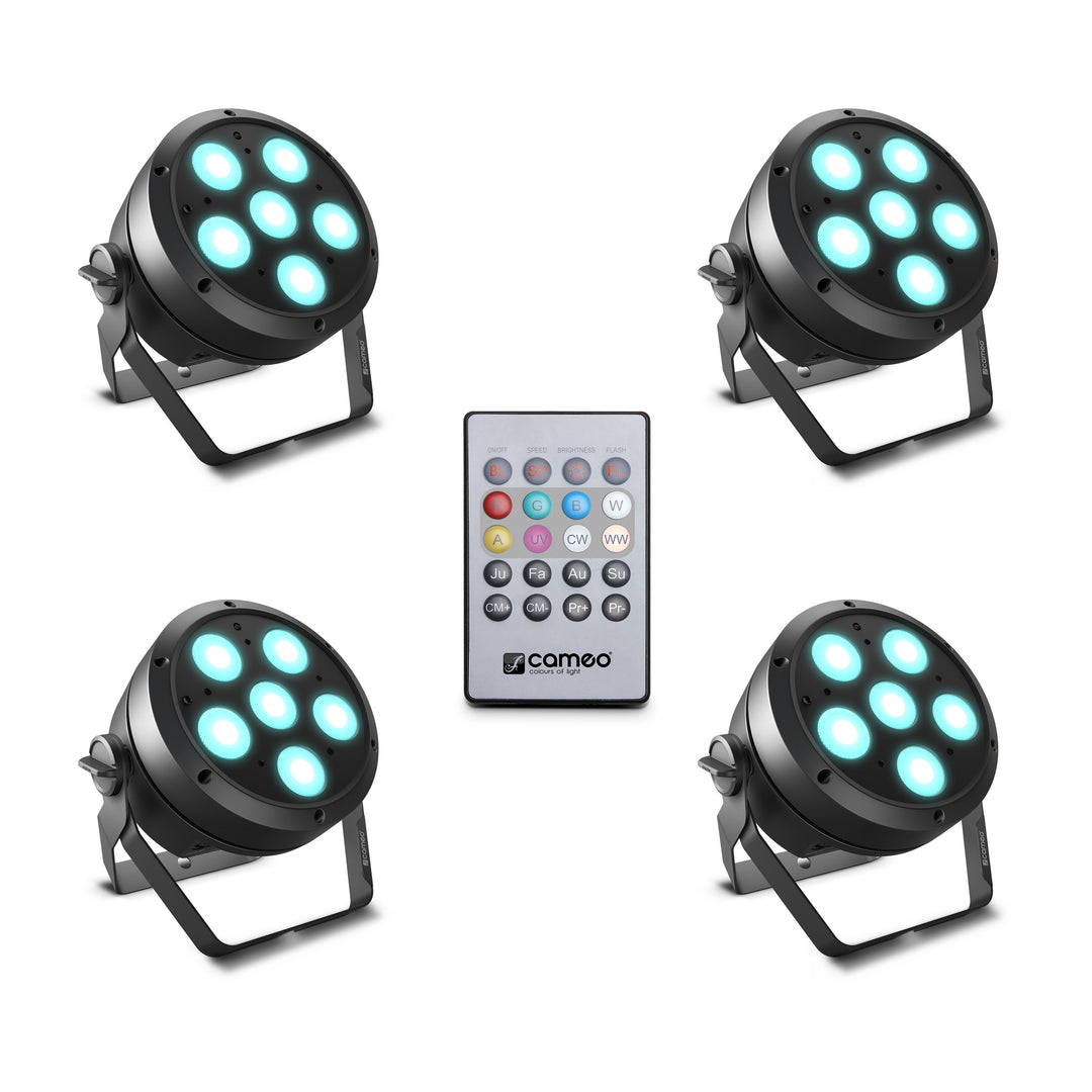 Cameo ROOT® PAR 6 SET 1 - Set inklusive 4 x CLROOTPAR6 inkl. IR-fjärrkontroll (CLPFLAT1REMOTE)