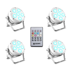 Cameo ROOT® PAR 6 WH SÆT 1 - Set inklusive 4 x CLROOTPAR6WH inkl. IR-fjärrkontroll (CLPFLAT1REMOTE)