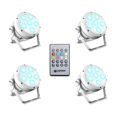 Cameo ROOT® PAR 6 WH SÆT 1 - Set inklusive 4 x CLROOTPAR6WH inkl. IR-fjärrkontroll (CLPFLAT1REMOTE)