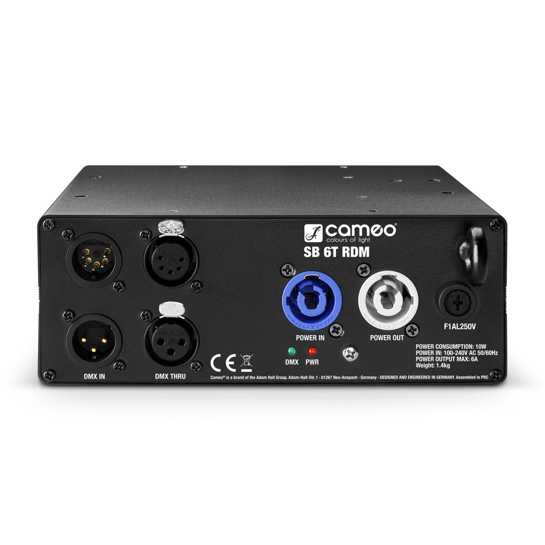 Cameo SB 6 T RDM - 6-utgångars DMX/RDM-splitter/booster med 3- och 5-poliga kontakter