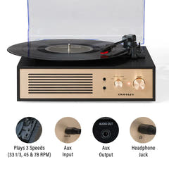 Crosley Miles skivspelare, svart