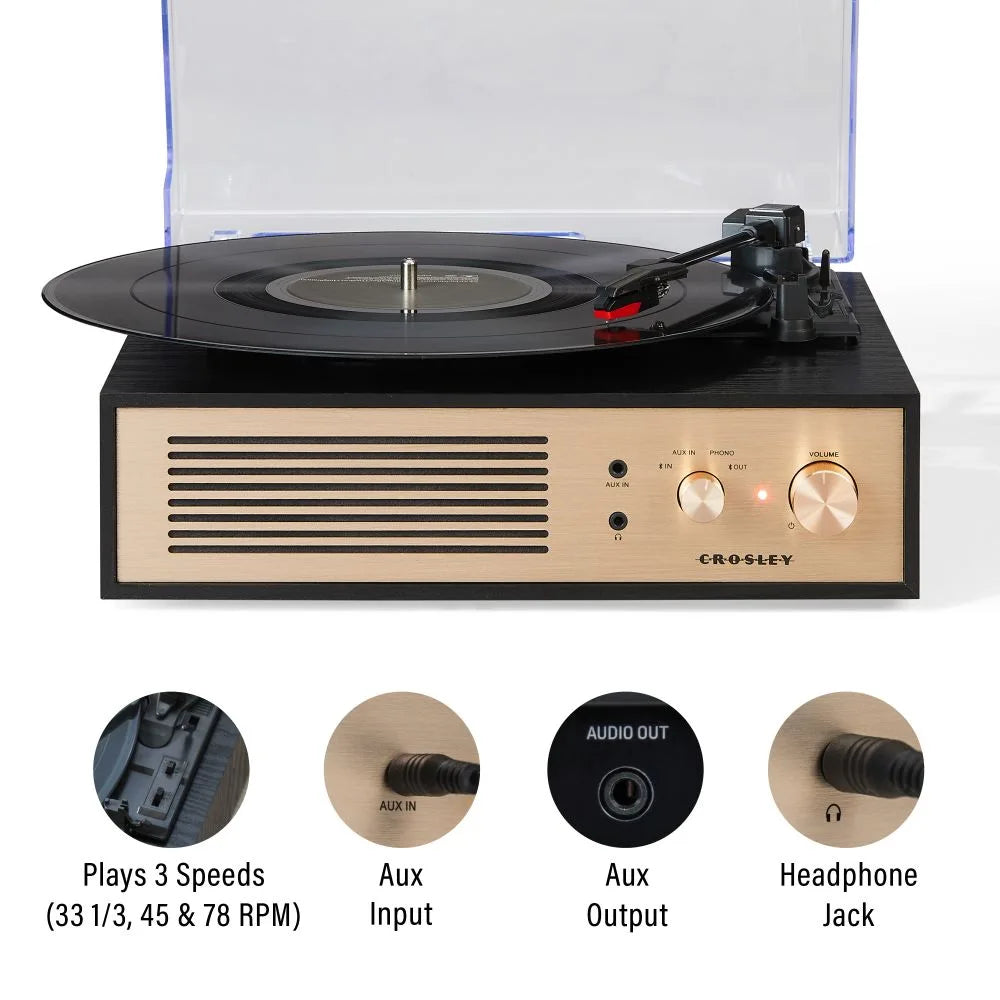 Crosley Miles skivspelare, svart