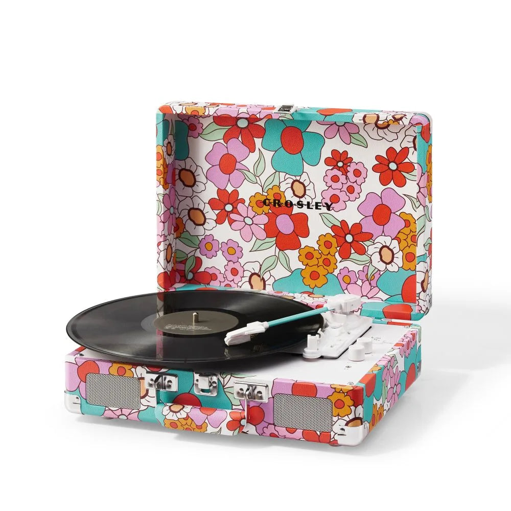 Crosley Cruiser Plus skivspelare tvåvägs Bluetooth (groovigt blommönster)