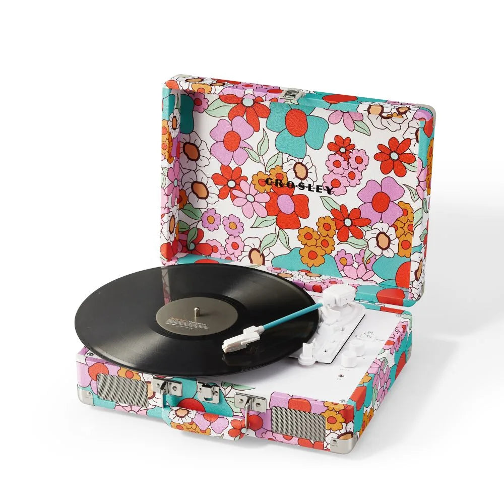 Crosley Cruiser Plus skivspelare tvåvägs Bluetooth (groovigt blommönster)