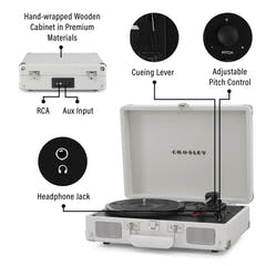 Crosley Cruiser Plus Skivspelare Tvåvägs Bluetooth (White Sand)