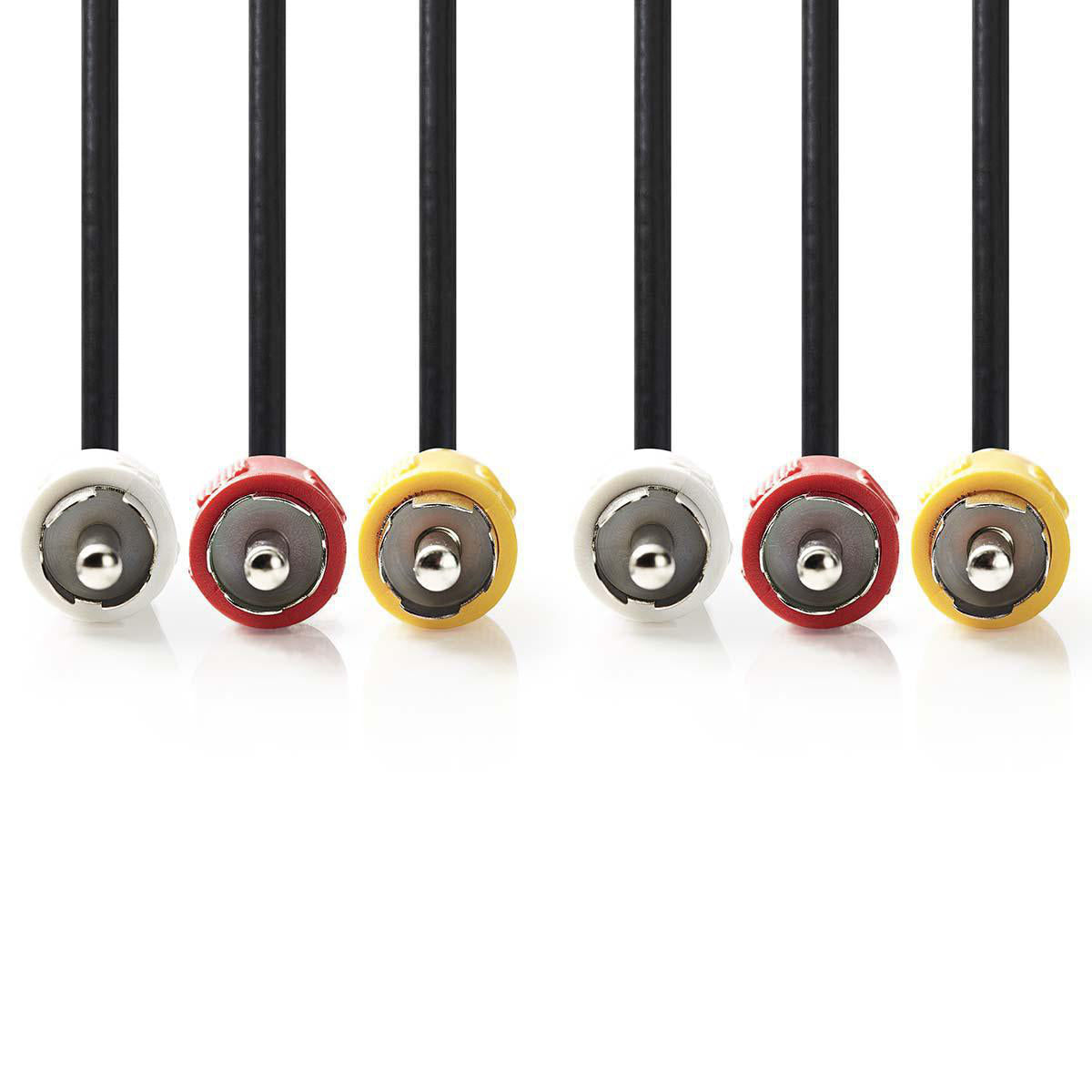 Kompositvideokabel, 3 x RCA hankontakter / 3 x RCA hankontakter, 1,5 m.