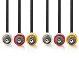 Kompositvideokabel, 3 x RCA hankontakter / 3 x RCA hankontakter, 1,5 m.