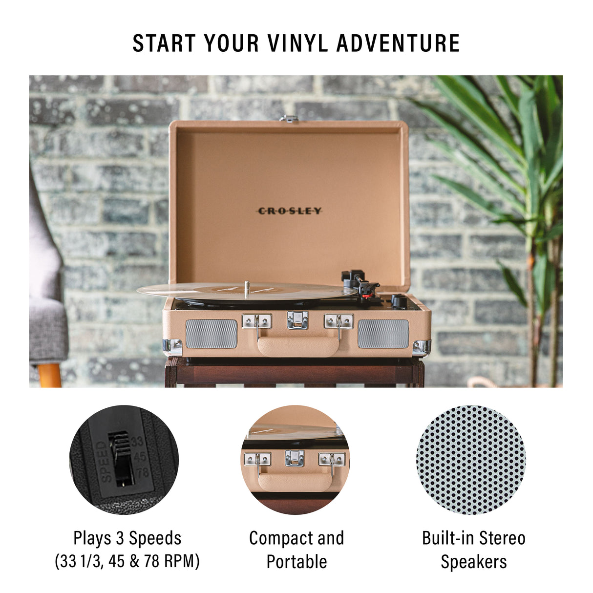 Crosley Cruiser Plus skivspelare tvåvägs Bluetooth (ljusbrun)
