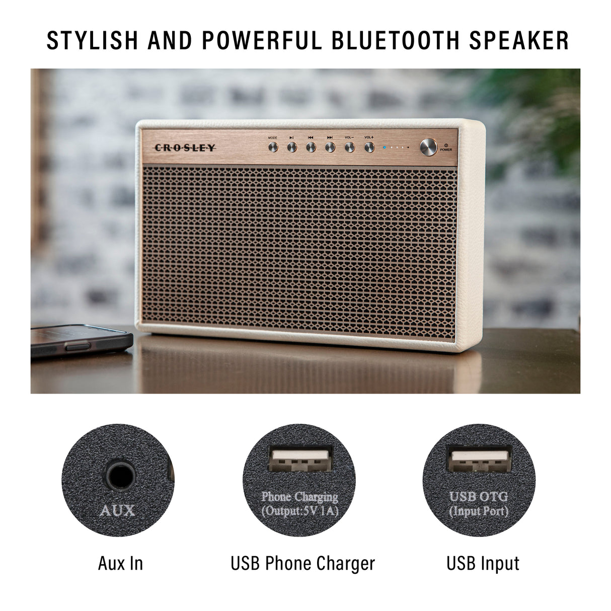 Crosley Montero Bluetooth högtalare (vit)
