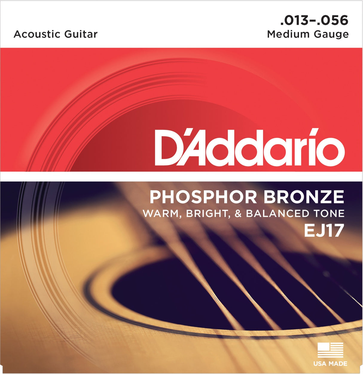 Daddario EJ17 fosforbrons gitarrsträngar (medium, 13-56)