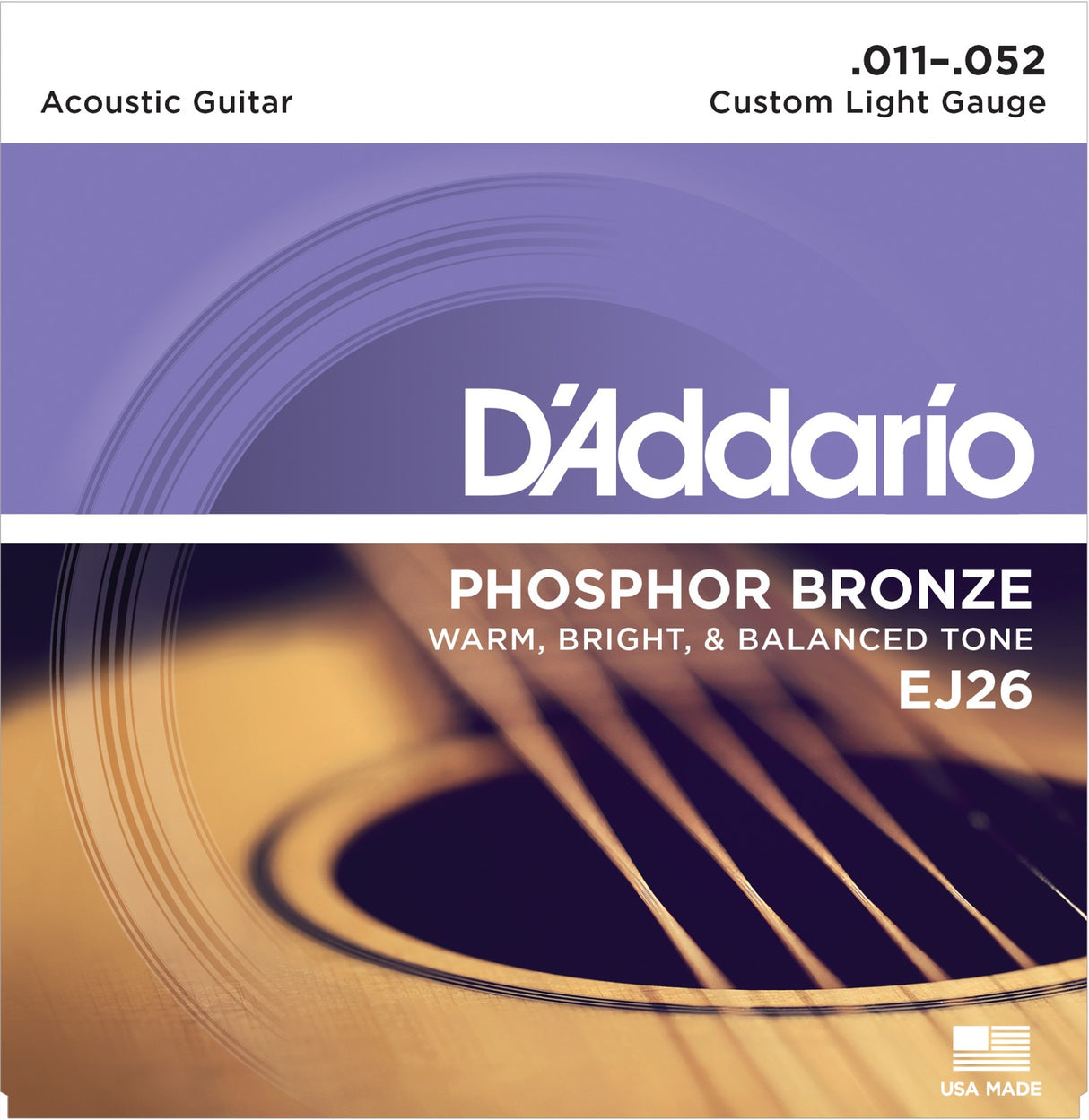 Daddario EJ26 Phosphor Bronze Gitarrsträngar (Custom Light, 11-52)