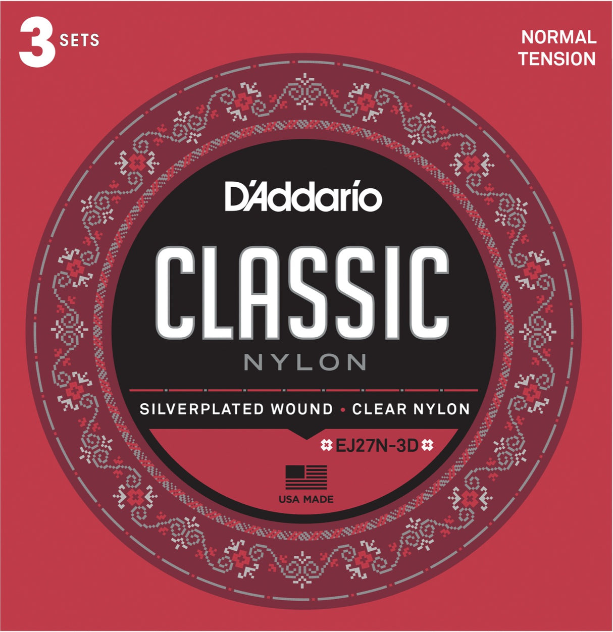 Daddario EJ27N-3D gitarrsträngar 3-pack (normal spänning, 0280-043)