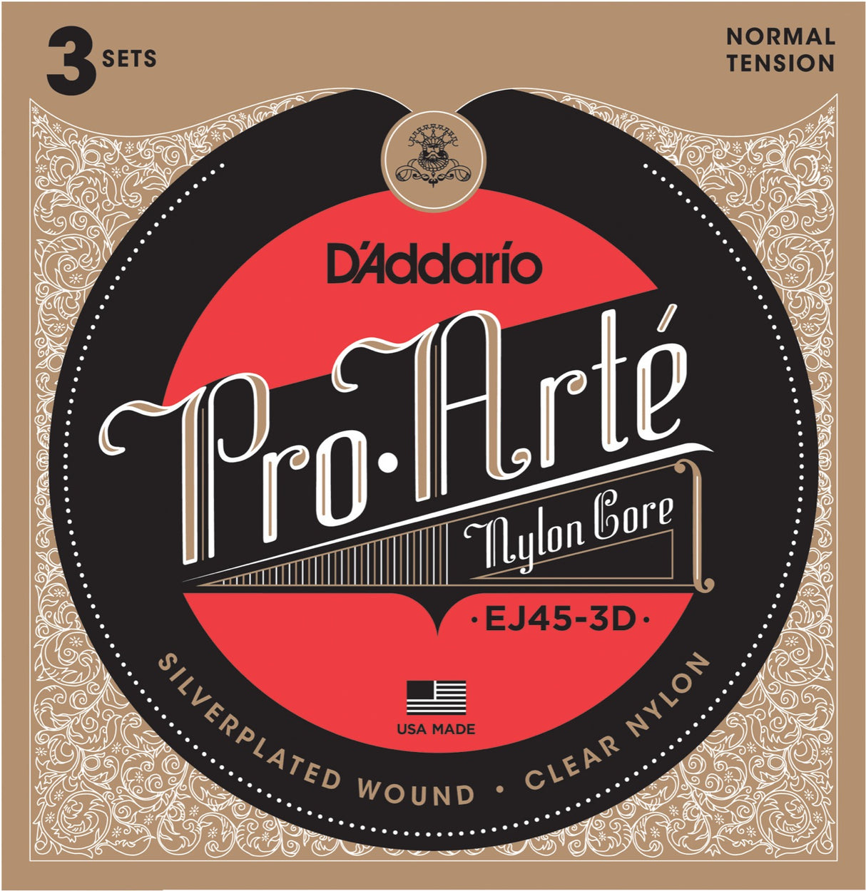Daddario EJ45-3D gitarrsträngar 3-pack (normal spänning, 0280-043)