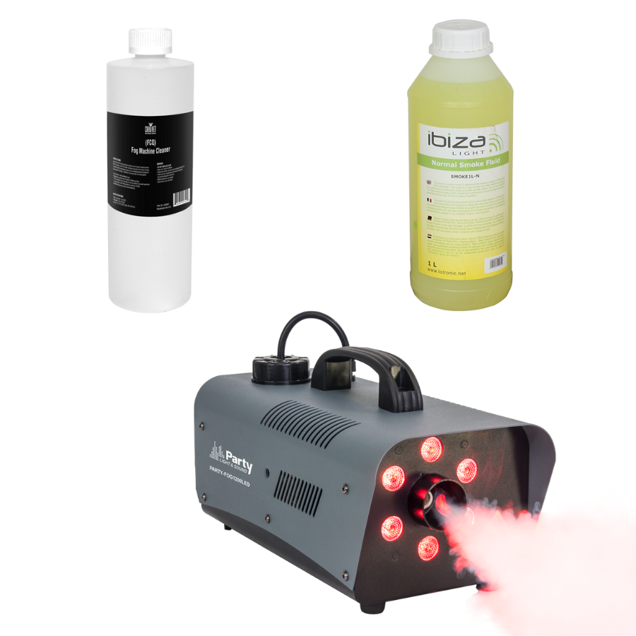 Rökmaskin med 6x RGB lysdioder (1200W) Paket