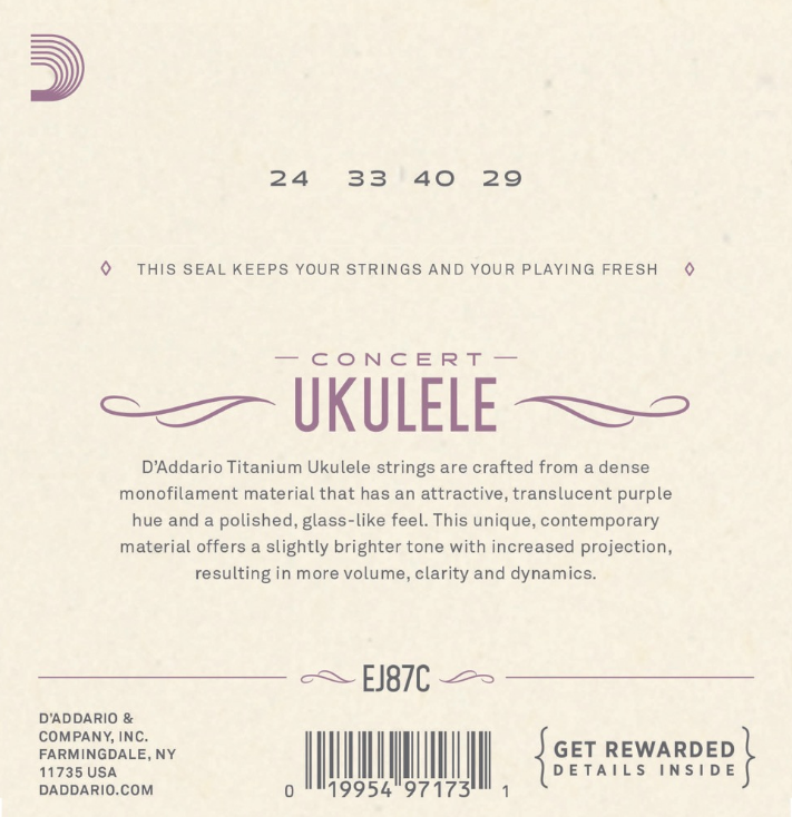 Daddario EJ87C Konsert Ukulele String Set