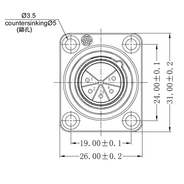 Enova 5-Pin XLR han chassistik, svart IP67 Outdoor