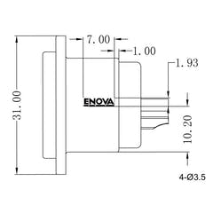 Enova 5-Pin XLR han chassistik, svart IP67 Outdoor