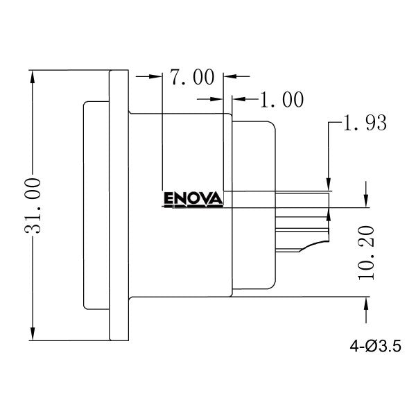 Enova 5-Pin XLR han chassistik, svart IP67 Outdoor