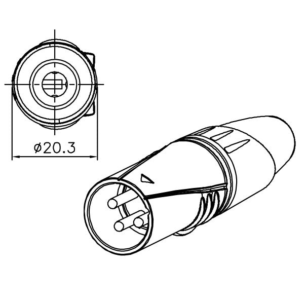 Enova 3-Pin XLR han kabelkontakt, svart