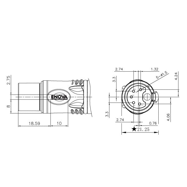 Enova 5 pol hon XLR kabelkontakt, svart IP67 Outdoor