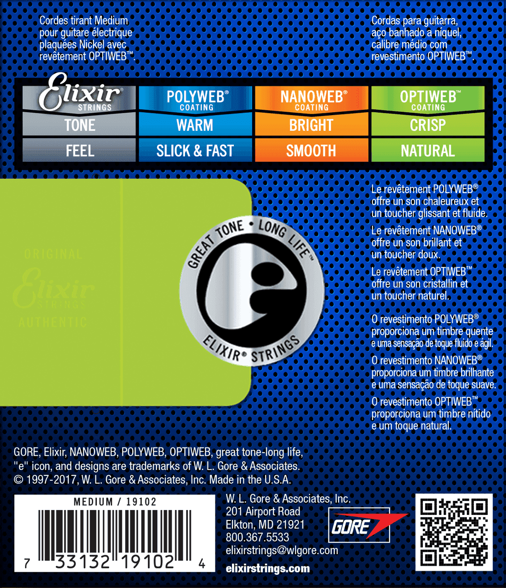 Elixir Optiweb Guitar Strings (Medium, 11-49)