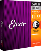 Elixir Nanoweb Bronze 80/20 gitarrsträngar (Custom Light, 11-52)