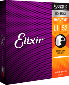 Elixir Nanoweb Bronze 80/20 gitarrsträngar (Custom Light, 11-52)