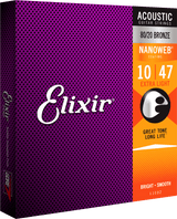 Elixir Nanoweb Bronze 80/20 gitarrsträngar (extra lätta, 10-47)
