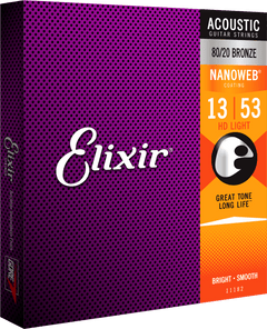 Elixir Nanoweb Bronze 80/20 gitarrsträngar (HD Light, 13-53)