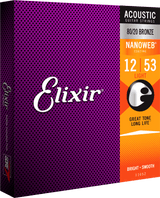 Elixir Nanoweb Bronze 80/20 gitarrsträngar (Lätt, 12-53)