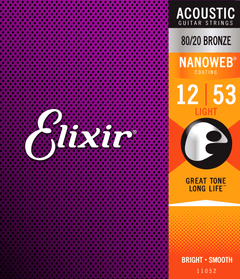 Elixir Nanoweb Bronze 80/20 Gitarrsträngar (Light, 12-53)