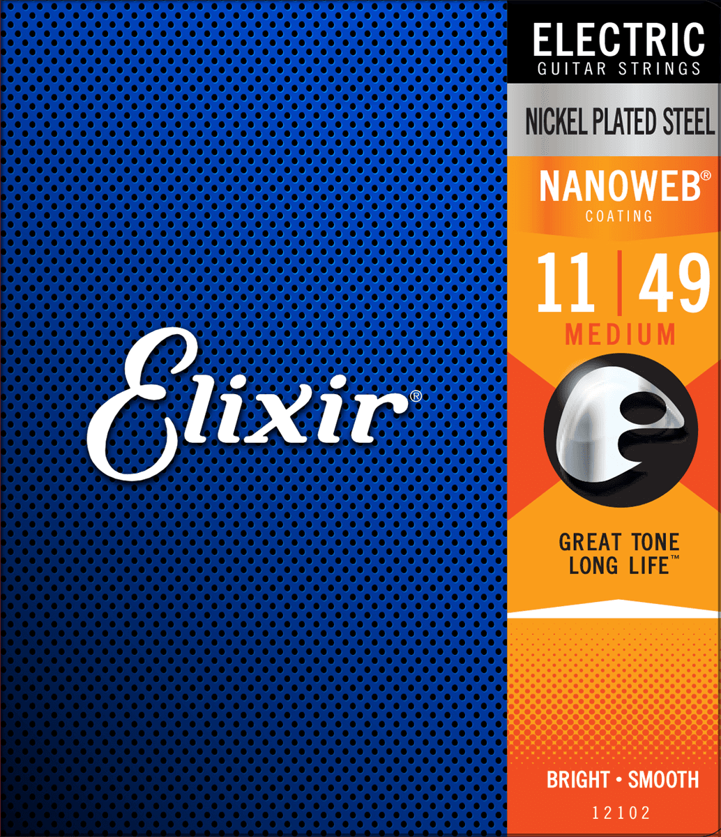 Elixir Nanoweb Guitar Strings (Medium, 11-49)