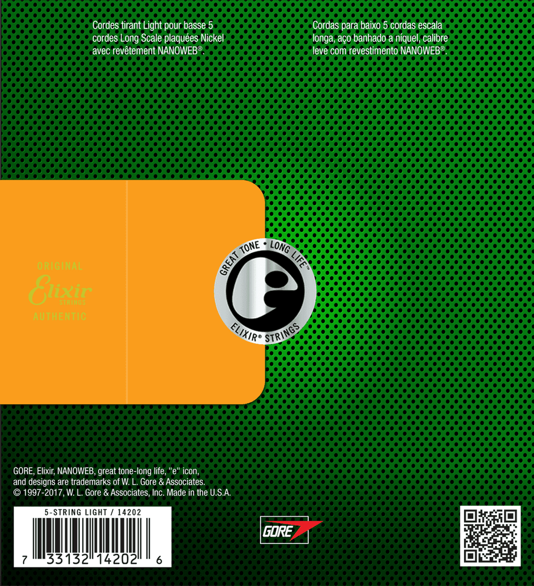 Elixir Nanoweb Nickel Bass Strings (Light, 5c, 45-130)