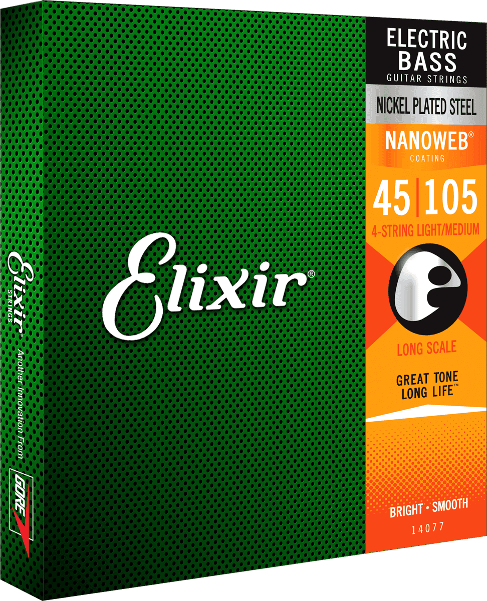 Elixir Nanoweb Nickel Bass Strings (Medium, 45-105)