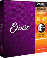 Elixir Nanoweb Phosphor Bronze gitarrsträngar (extra lätta, 10-47)