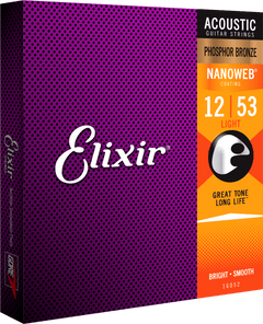 Elixir Nanoweb Phosphor Bronze gitarrsträngar (Lätt, 12-53)