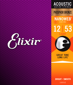 Elixir Nanoweb Phosphor Bronze gitarrsträngar (Lätt, 12-53)