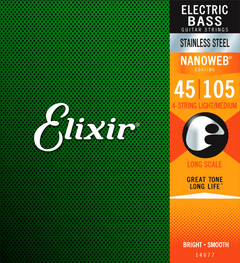 Elixir Nanoweb bassträngar i rostfritt stål (Medium, 4c, 45-105)