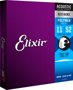 Elixir Polyweb Bronze 80/20 gitarrsträngar (Custom Light, 11-52)