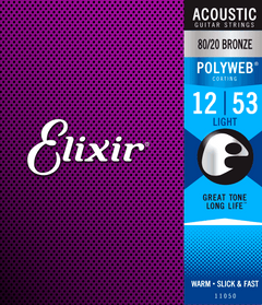 Elixir Polyweb Bronze 80/20 gitarrsträngar (Lätt, 12-53)
