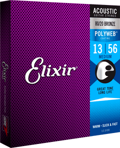 Elixir Polyweb Bronze 80/20 gitarrsträngar (medium, 13-56)