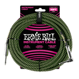 Ernie Ball 6077 gitarrkabel (svart, grön, 3m)